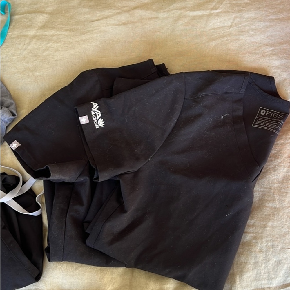 Figs Jet Black Medical Scrub Top